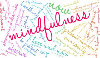 Beyaz bir arkaplanda farkındalık kelimesi bulutu. 