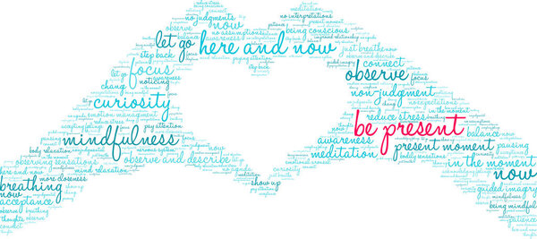 Be Present word cloud on a white background. 