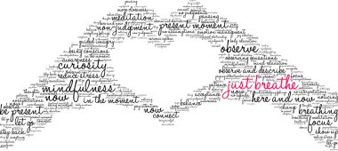 Just Breathe word cloud on a white background. 