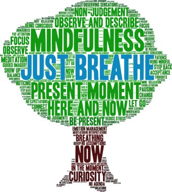 Just Breathe word cloud on a white background. 