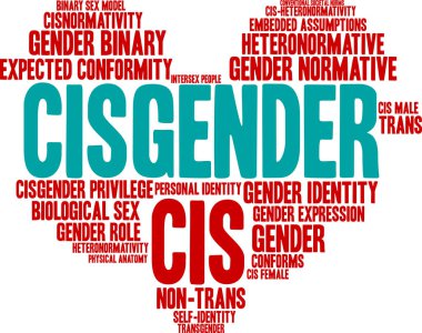 Beyaz bir arkaplanda siseksüel kelime bulutu. 