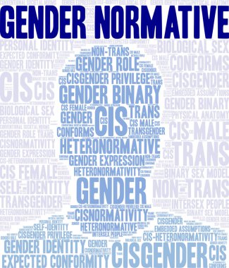 Beyaz arkaplanda cinsiyet normatif kelime bulutu. 