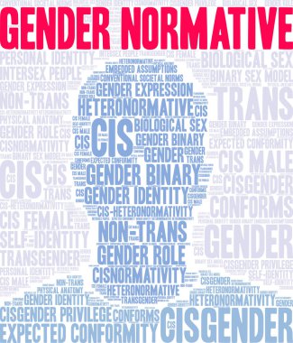 Beyaz arkaplanda cinsiyet normatif kelime bulutu. 