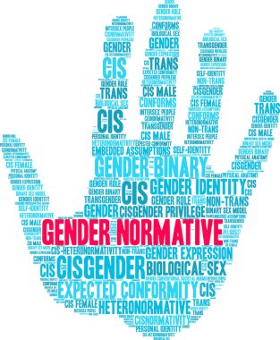 Beyaz arkaplanda cinsiyet normatif kelime bulutu. 