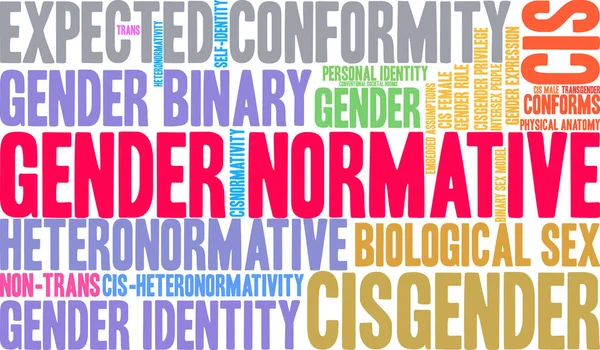 Beyaz arkaplanda cinsiyet normatif kelime bulutu. 