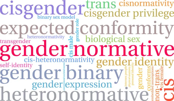 Beyaz arkaplanda cinsiyet normatif kelime bulutu. 