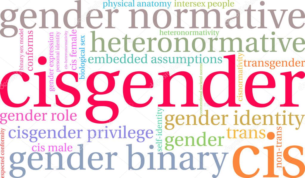 Cisgender word cloud on a white background. 