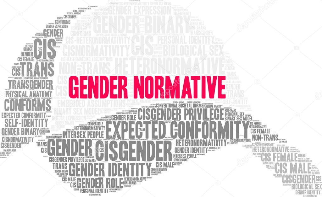 Gender Normative word cloud on a white background. 