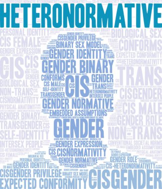 Beyaz bir arka plan üzerinde Heteronormative kelime bulutu. 