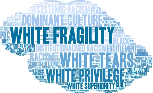Weiße Fragilität Wortwolke Auf Weißem Hintergrund — Stockvektor