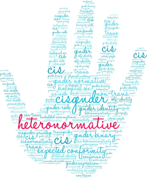 Beyaz bir arka plan üzerinde Heteronormative kelime bulutu. 