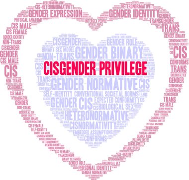Beyaz bir arkaplanda Ciscinsiyet Ayrıcalıklı kelime bulutu. 