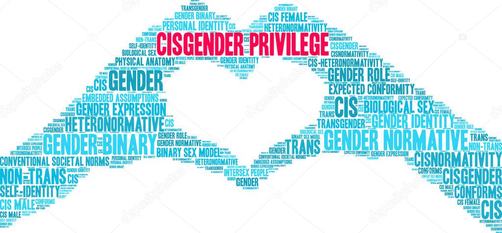Cisgender Privilege word cloud on a white background. 