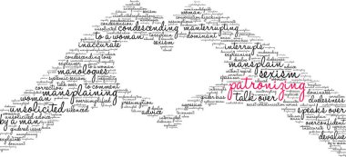 Beyaz arka planda patronluk taslayan kelime bulutu. 