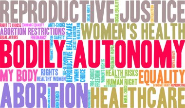 Bodily Autonomy word cloud on a white background.  clipart