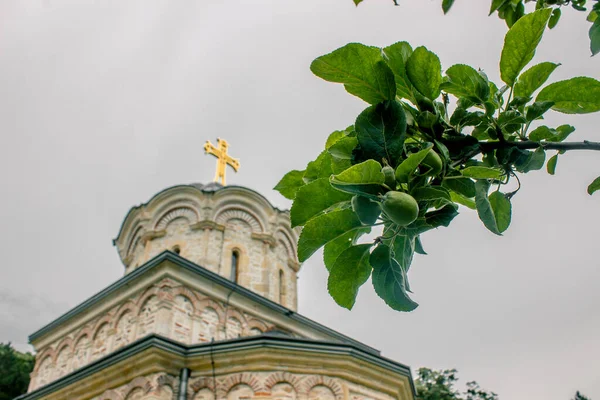 Ορθόδοξο Μοναστήρι Στο Σερβικό Εθνικό Πάρκο Frushka Gora Συννεφιασμένη Καλοκαιρινή — Φωτογραφία Αρχείου