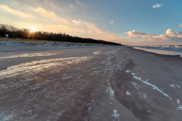 Winter Landscape Beach Karwia — Zdjęcie stockowe