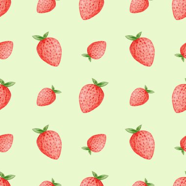 Kusursuz suluboya çilek deseni. Kağıt, tekstil veya arkaplan için yaz minimal tasarımı