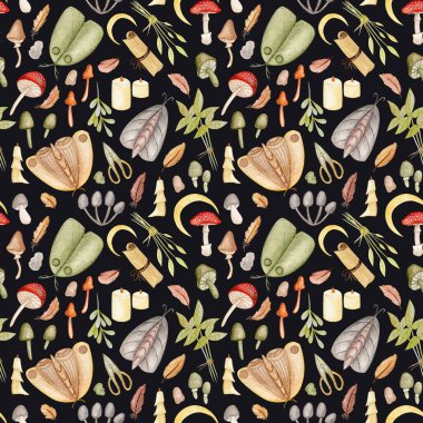 Elle çizilmiş kelebekler ve pervanelerle sulu boya deseni. Kumaş, ambalaj, tekstil, duvar kağıdı için yaratıcı.