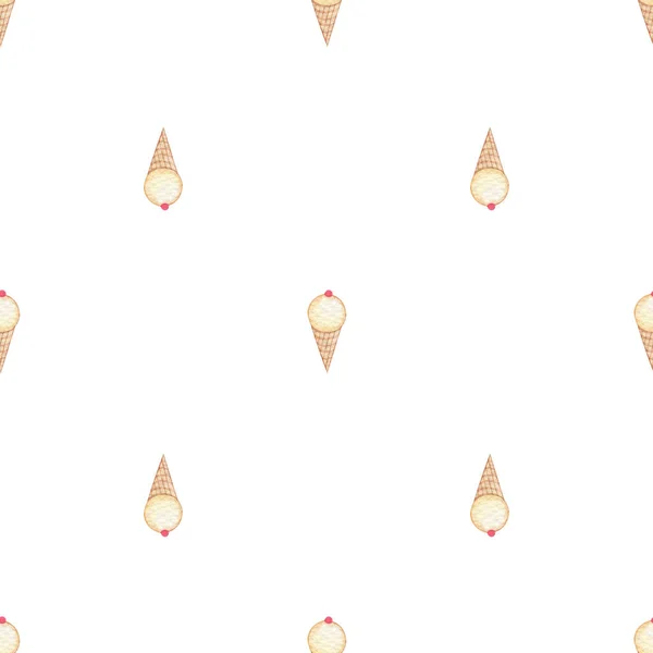 Aquarelle Motif Sans Couture Avec Crème Glacée Crème Glacée Dessinée — Photo