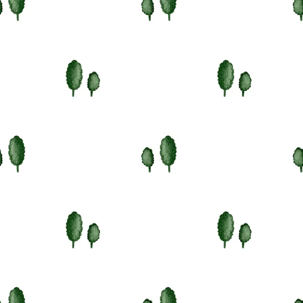 Patrón Sin Costuras Con Árbol Verde Sobre Fondo Blanco Diseño — Foto de Stock