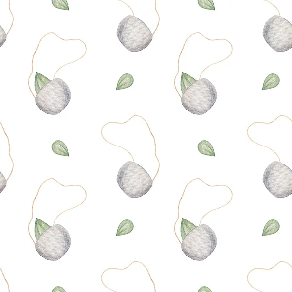 Σπόροι Μια Τσάντα Ακουαρέλα Αδιάλειπτη Μοτίβο Χειροποίητη Απεικόνιση Θέμα Κήπου — Φωτογραφία Αρχείου