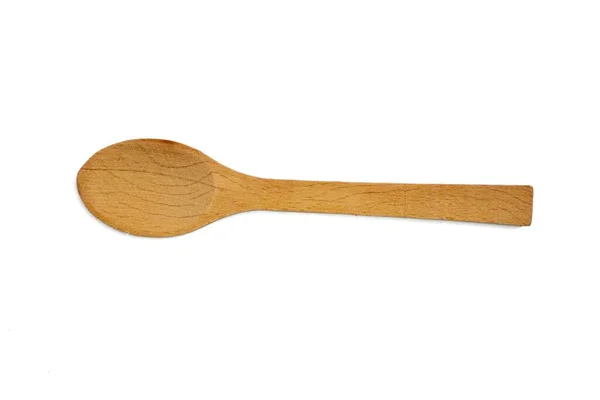Wooden Spoon Top View Photo Wooden Spoon Isolated White Background — Stock Photo, Image