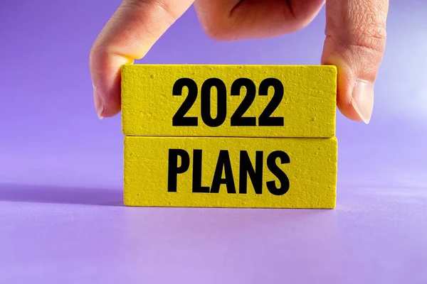 2022 Planer Träklossar Med 2022 Planer Text Det — Stockfoto