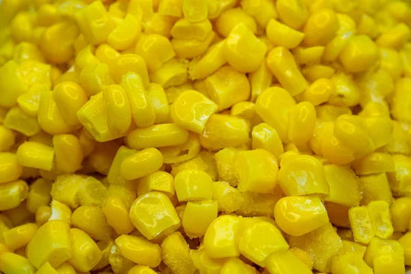Vařená Kukuřice Detailní Foto Vařených Žlutých Kukuřičných Zrn Plné Rámec — Stock fotografie