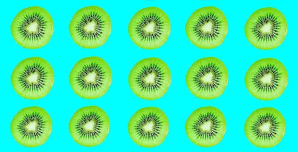 Kiwi Slices Top View Kiwi Slices Isolated Colorful Background Tropical — Foto Stock