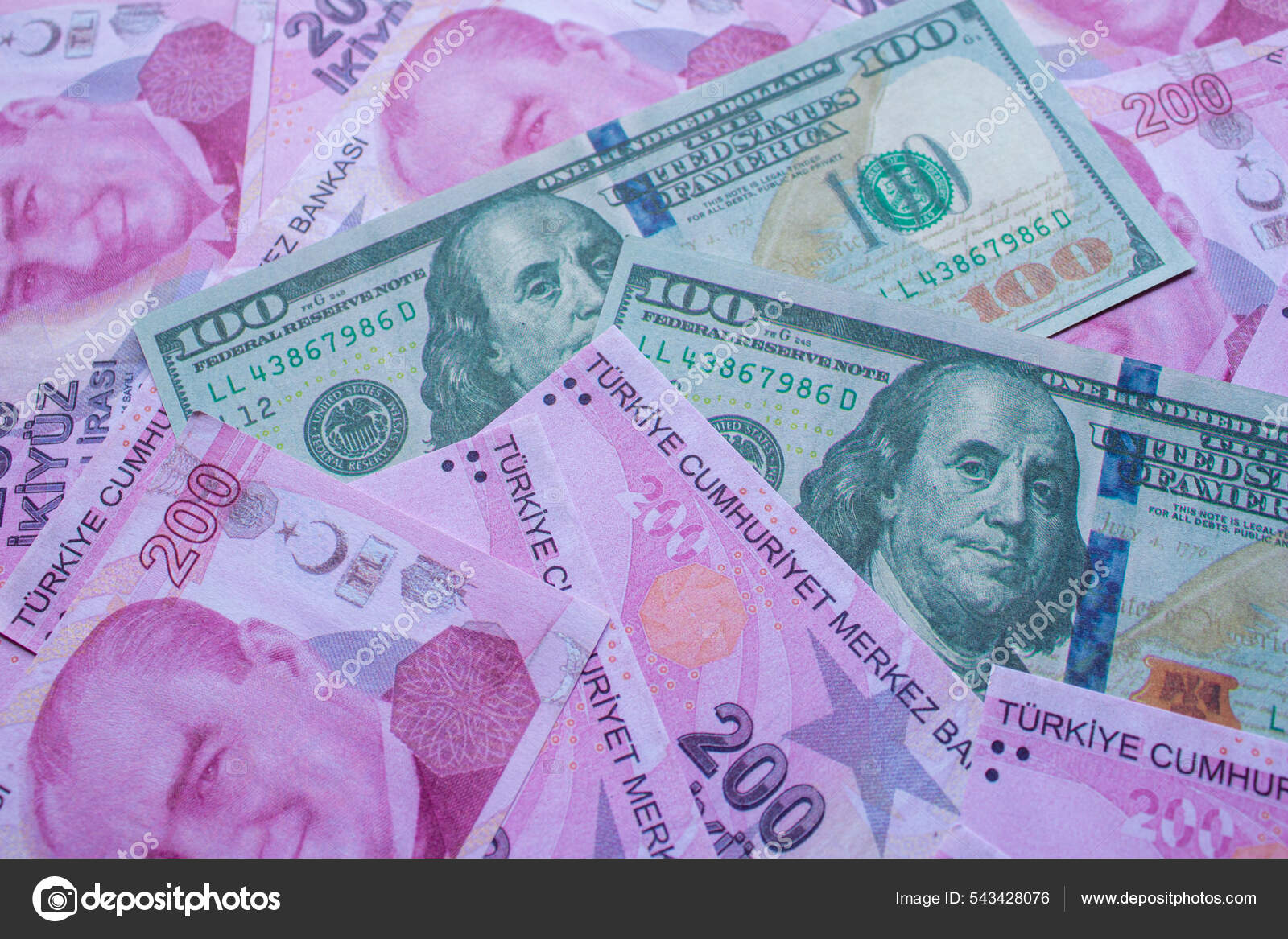 Turkish Lira Banknotes Dollar Bills Top View Cash Money Stock Photo by ©emre03 543428076