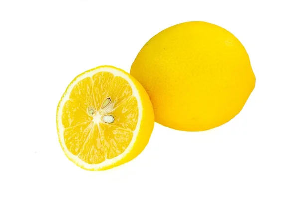 Half Whole Lemon Isolated White Background — Stock Photo, Image