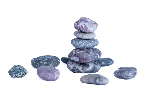 Stack Pebble Stones Pebble Stones Isolated White Background — Stock Photo, Image