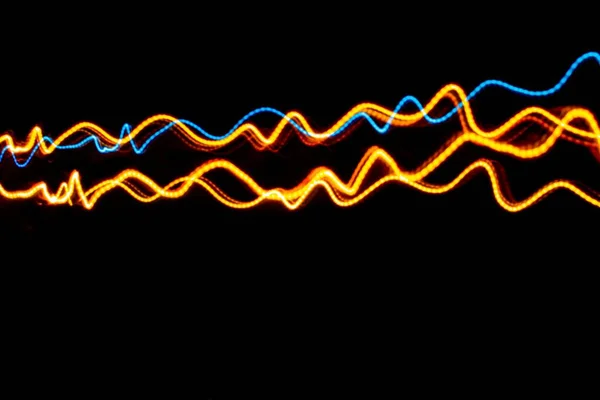 Abstract Light Lines Black Background Light Painting Photo Long Exposure — Stock Photo, Image