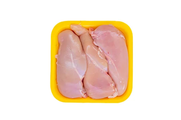 Viande Poulet Crue Filet Poulet Non Cuit Vue Dessus Isolé — Photo