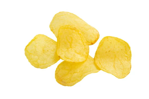 Potato Chips Crisps Top View Potato Chips Isolated White Background — ストック写真