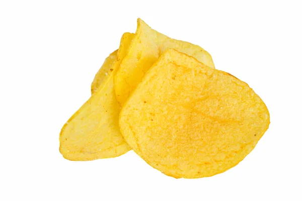 Potato Chips Crisps Top View Potato Chips Isolated White Background — ストック写真