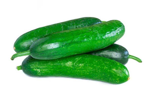Cucumbers Isolated Closeup Photo Stack Cucumbers White Background — ストック写真