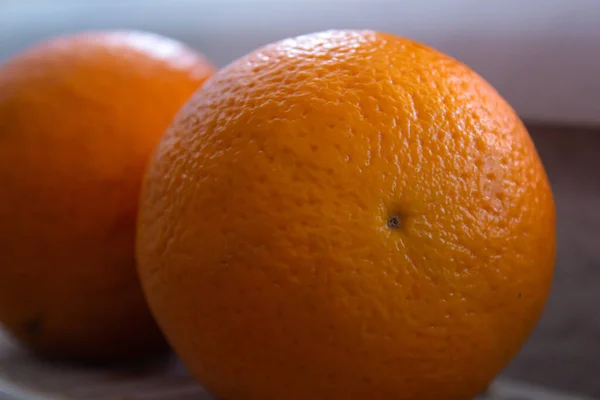 Orangenfrüchte Nahaufnahme Foto Von Zwei Reifen Orangen — Stockfoto