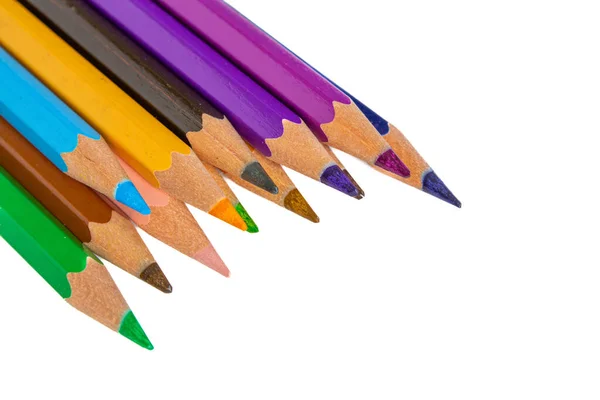 Lápices Colores Aislados Sobre Fondo Blanco Vista Superior —  Fotos de Stock