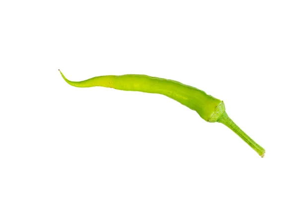 Zelený Pepř Izolovaný Bílém Pozadí Top View Single Pepper — Stock fotografie