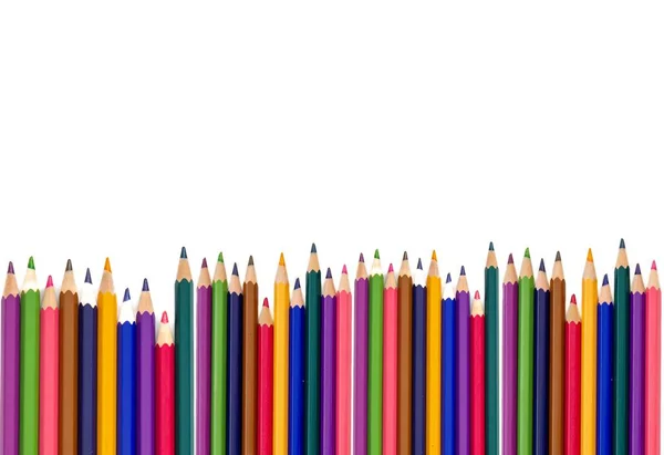 Crayons Coloridos Isolados Fundo Branco Com Espaço Para Texto Vista — Fotografia de Stock