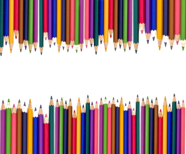 Crayons Coloridos Isolados Fundo Branco Com Espaço Para Texto Vista — Fotografia de Stock