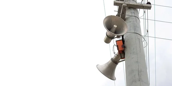 Loudspeakers Pole Public Address System Speakers Alarm Siren System City — Photo