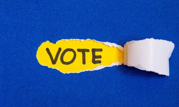 Paper Torn Vote Inscription Concept Voting Political Elections — Stock Photo, Image