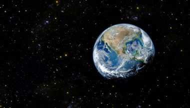 Planet Earth with stars. Copy space for text. Elements of this image furnished by NASA.