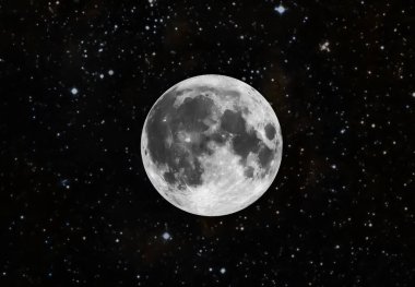 The Moon in space with stars. Elements of the image furnished by NASA.