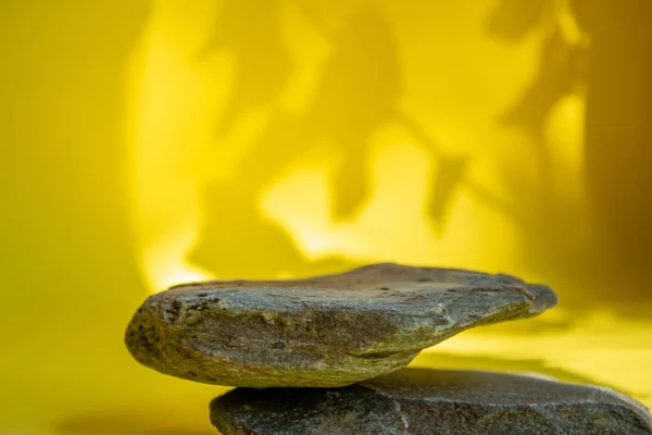 Fondo Promoción Podio Piedra Para Montaje Productos Cosméticos Escaparate Con — Foto de Stock