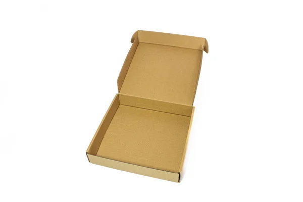 Empty Cardboard Box Isolated White Background — Stock Photo, Image