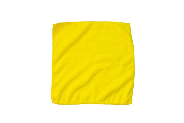 白い背景に隔離された黄色のマイクロファイバークリーニング布 — ストック写真